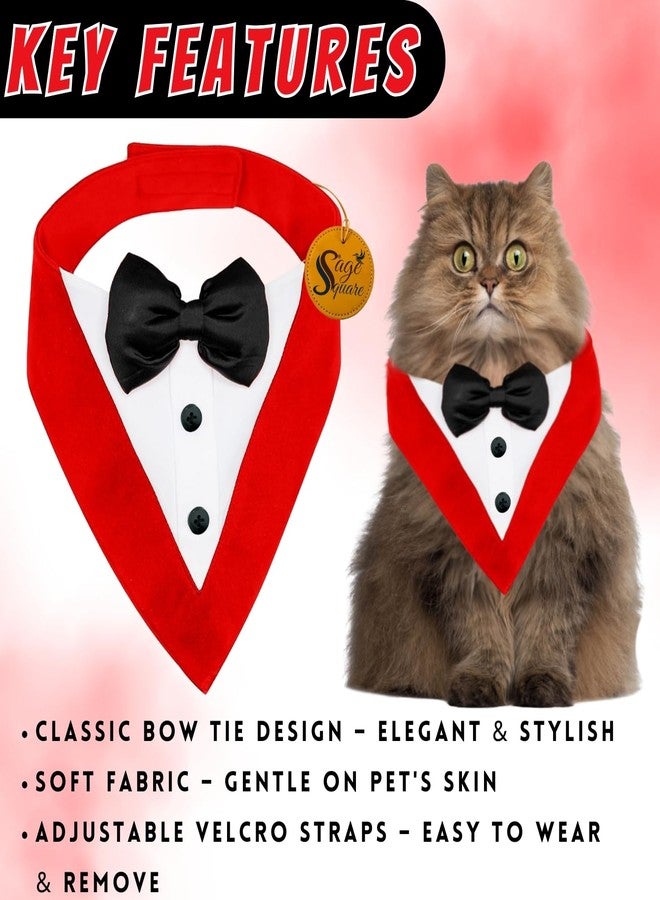 Sage Square Trendy Tuxedo Bandana for Pets | Perfect for Special Occasions Like Weddings, Birthdays & Parties | Easy to Wear, Comfortable Fit | Luxury Apparel for Dogs & Cats (Red & Black, Small) - Image 5